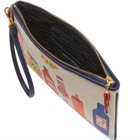 NEW Kate Spade Spice It Up Embellished Canvas Wristlet, White HTF - Picture 4 of 5